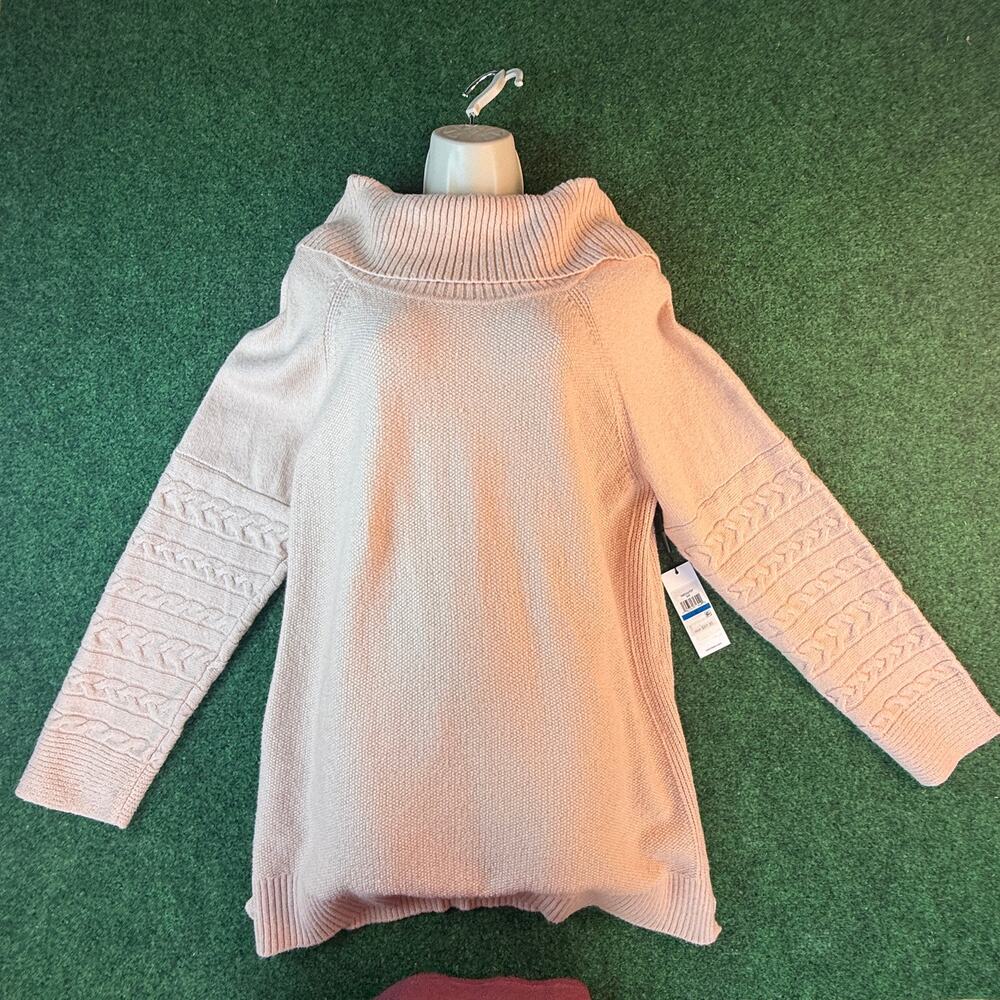 Calvin Klein Cowl Neck Sweater Womens XL Cream Cable Knit NWT $89.50 MSRP